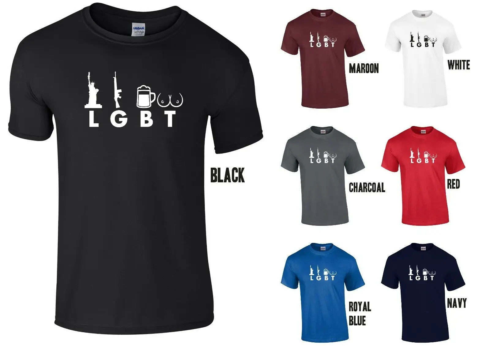 Футболка LGBT Parody-забавная шутка Liberty guns Beer T * ts Американский США | Мужская одежда