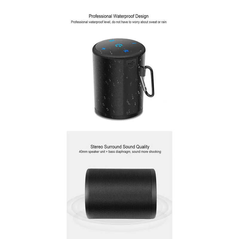 FULL-T2 мини беспроводной Bluetooth динамик на открытом воздухе велосипедный портативный водонепроницаемый динамик s душ стерео бас громкий динамик Mp3 Play