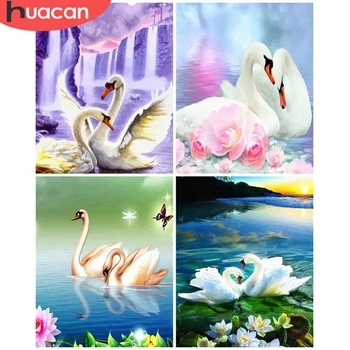 

HUACAN Painting By Numbers Swan Animal Drawing On Canvas HandPainted Art Gift DIY Picture By Number Kits Home Decoration