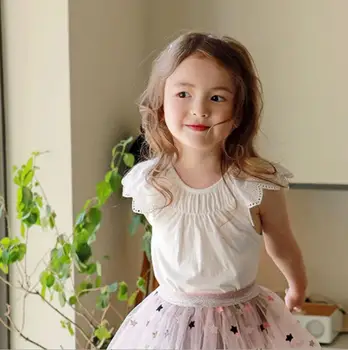

2020 new girls shirt summer cotton lace fashion girls blouse 2-7 years HV351