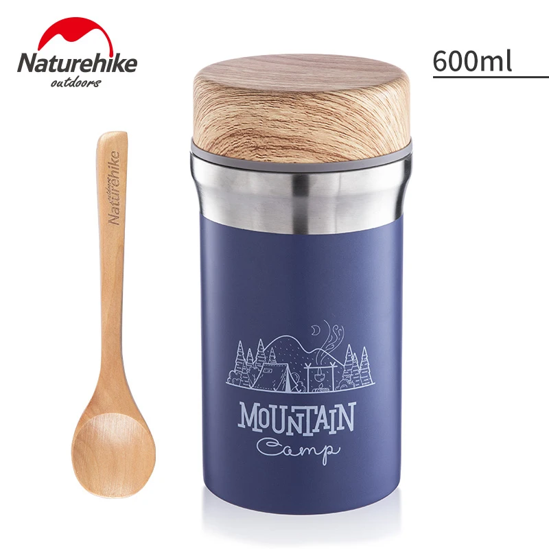 Naturehike 300 мл 400 мл 600 мл Посуда для походов чашка для воды Термос бутылка портативная коробка для пикника Посуда с ложкой - Цвет: Purple 600ml