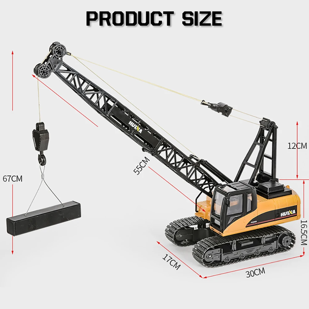 HUINA 572 1:14 RC Truck Crane 15 Channels Metal Alloy Tractor Engineering Car 2.4GHz Remote Controlled RC Crane Toys for Boys 6