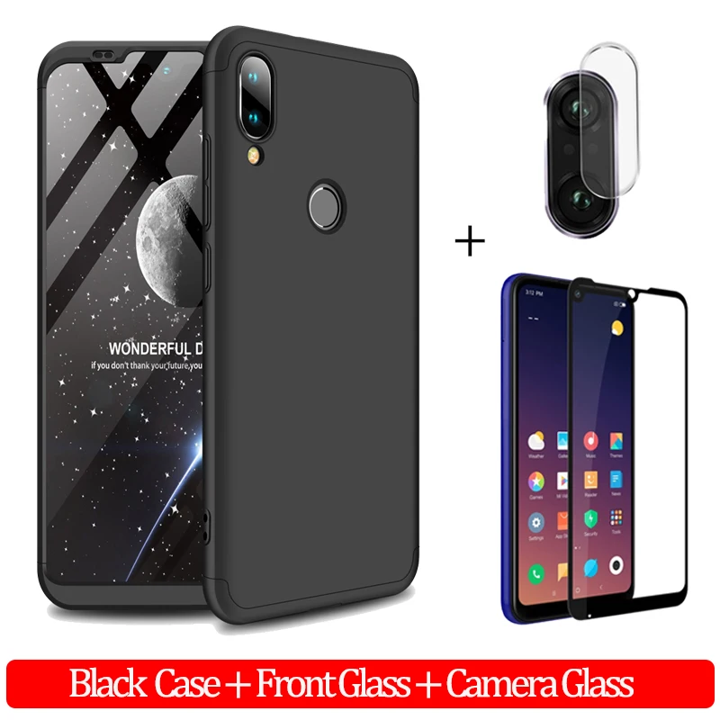 3-in-1 Black 3-в-1 защитный чехол для xiaomi-mi-play чехол на ксиоми ми плей жесткий Пластик анти-противоударный бампер чехол xiomi mi play 360 Полное покрытие xiaomi mi play чехол+ стекло ми плей чехол сяоми ми плей чехол - Цвет: 3-in-1 Black
