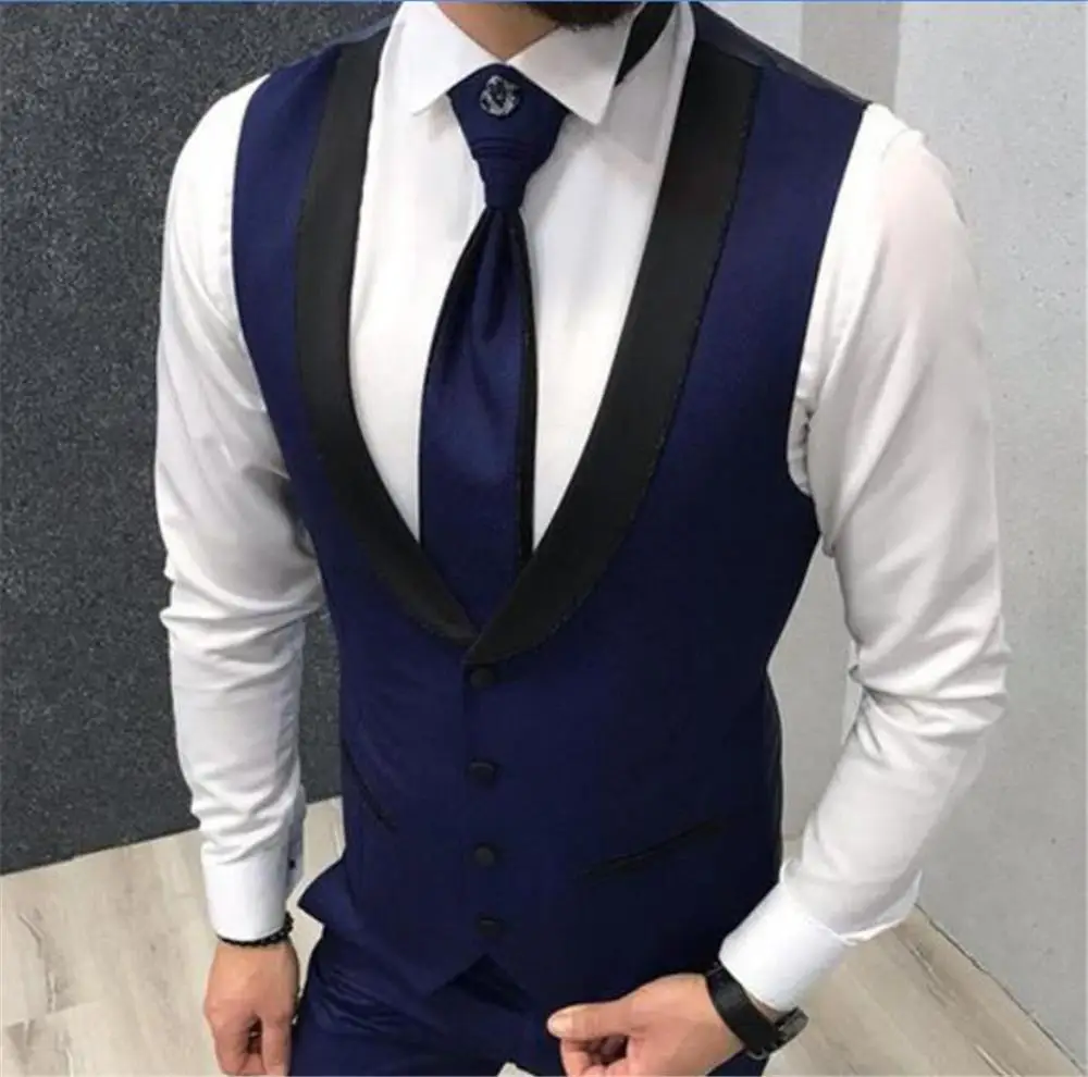 

Vests for Wedding Black Lapel Business Suit Vest Royal Blue Mens Vest Italian Formal Party Dress Groomsmen Waistcoat ropa hombre