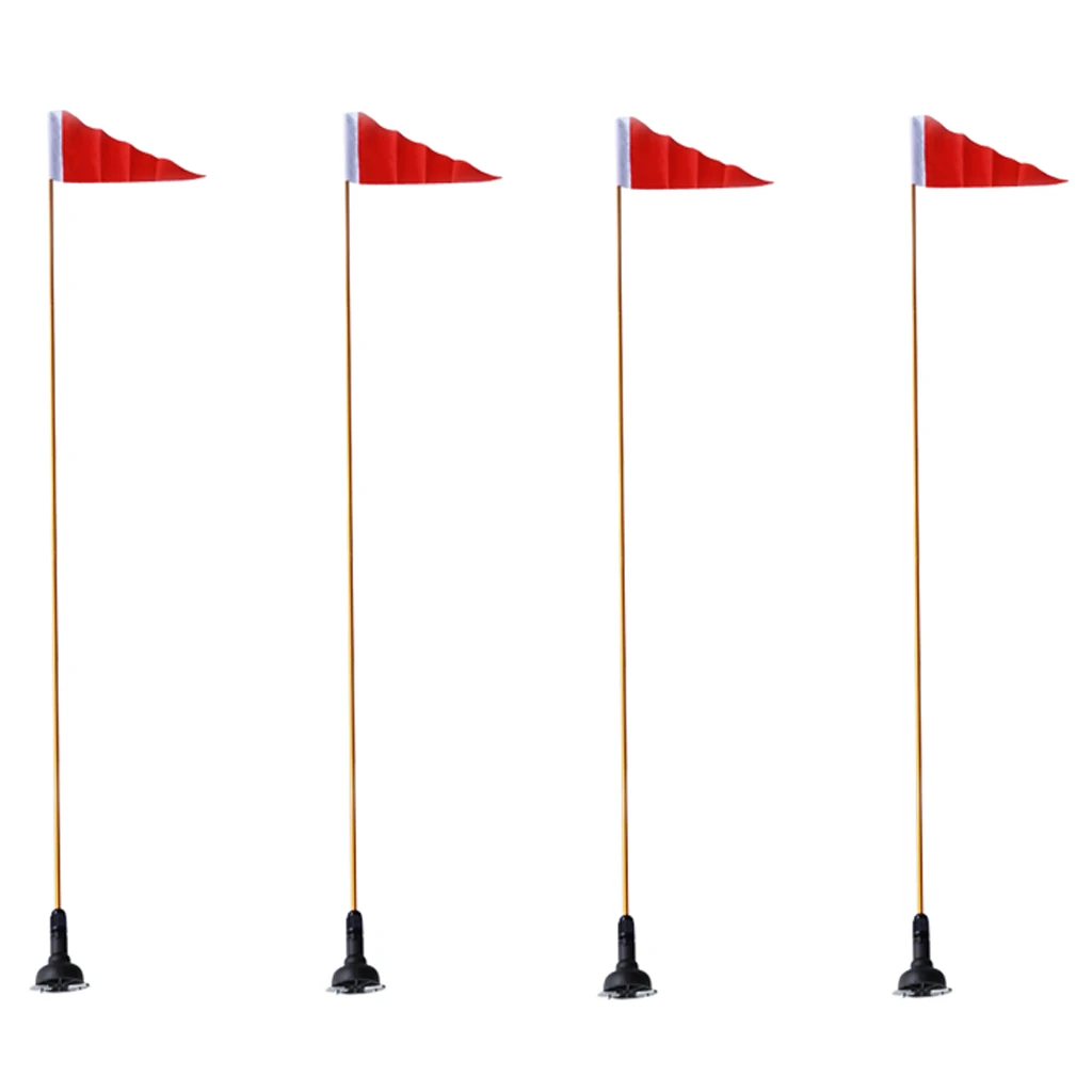 4Pcs Marine Kayak Boat Safety Flag with Pole& Mount Base Kit- Kayaking Canoeing Boating Yachting Accessories