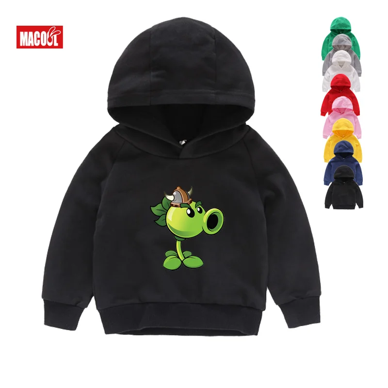 Hoodies Детская толстовка-худи; длинный свитер; Детские повседневные зимние топы для мальчиков и девочек с забавными персонажами из мультфильмов «растения и зомби» - Цвет: Hoodies