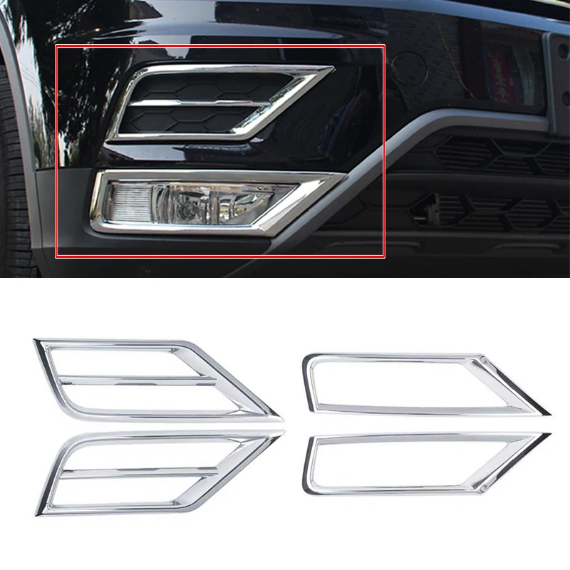 Grille De Capot De Phare Antibrouillard Pour VW Tiguan L 2017-2021 - Compatible OEM 5NG853211/212 - En ABS Noir - 4