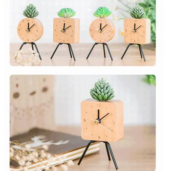 

Creative Desk Clock Wooden Cartoon Iron Clock Multi-functional Solid Wood Message Clip Clock Simple Desktop Decoration
