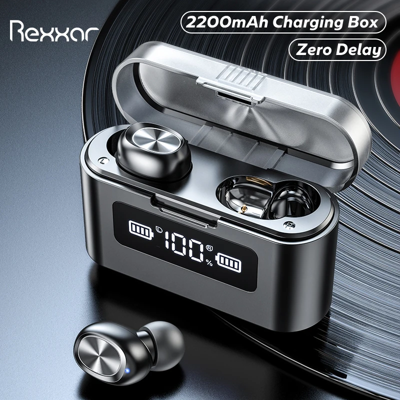 

Rexxar TWS Bluetooth Earphone Wireless Headphone Mini In-ear Noise Canceling2000mAh 9D HiFi Stereo Earbuds With Microphone