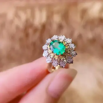 

The Best Gift for Your loved wife Free shipping Natural emerald ring 925 sterling silver Fine jewelry For men or women