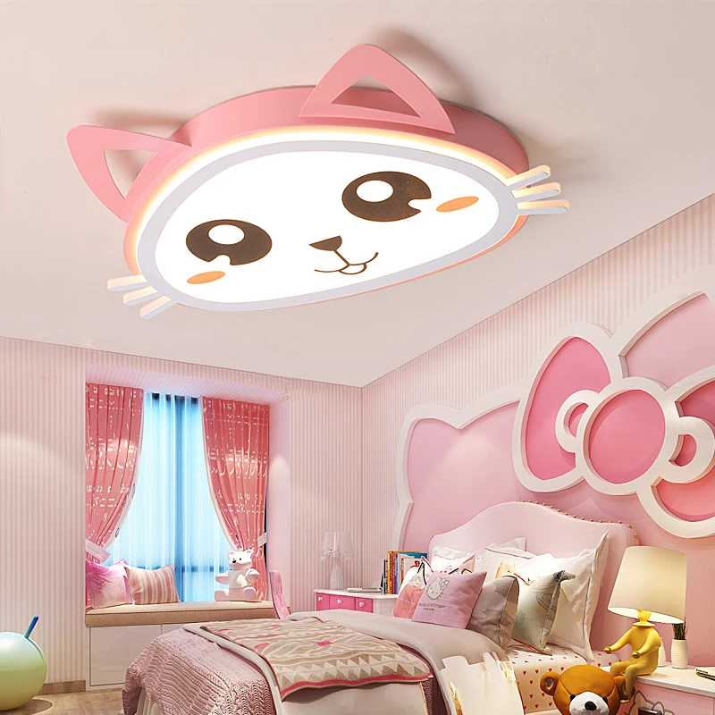 Современный светодиодный светильник-люстра с изображением кота, розовый светильник s для детской комнаты, детский Домашний Светильник для девочек, светильник в спальню, люстра-AC85-265V