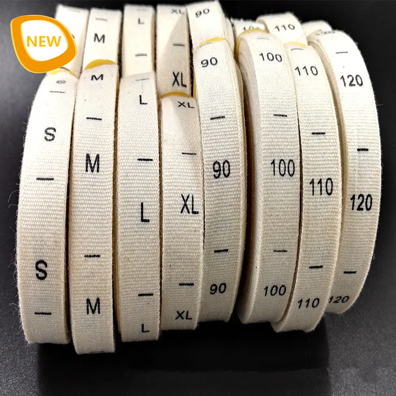 

500pcs/roll High Quality Beige Cotton Size Labels Washable Soft Cotton Labels Tags for Baby Clothing Number 80-150 Size Labels