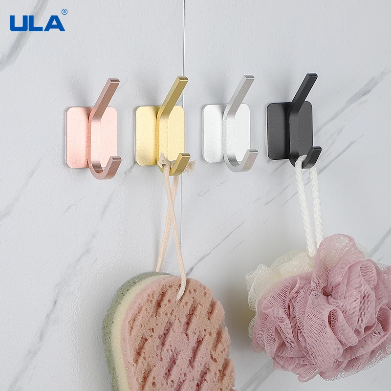 ULA Self Adhesive Wall Hooks Robe Hook Wall Hook Towel for Bathroom Coat Rustproof Hanger for Kitchen Hardware