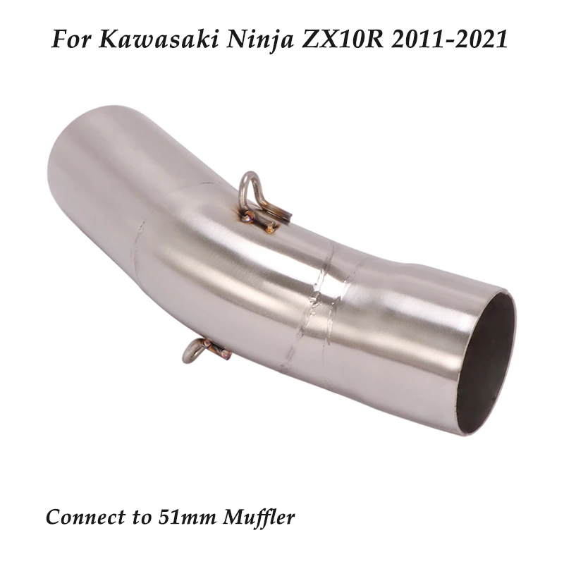 For Kawasaki Ninja ZX10R 2011-2021 Motorcycle Exhaust Mid Link Pipe Connect Tube Stainless Steel 51mm