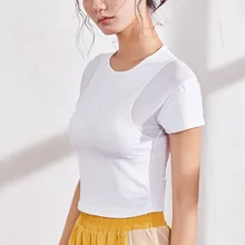 Женский йога с коротким рукавом бегущий Быстросохнущий Фитнес-футболки спортивные сетчатые майки строчка тонкий женский жилет Y19003