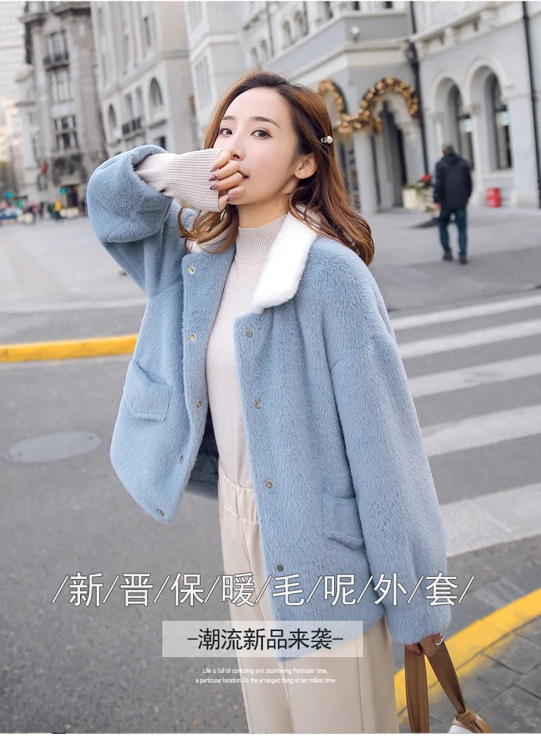 Sable Fur Short Coat Women's Autumn And Winter New Products Light Mature Loaded Fashion Loose-Fit Fold-down Collar Single B