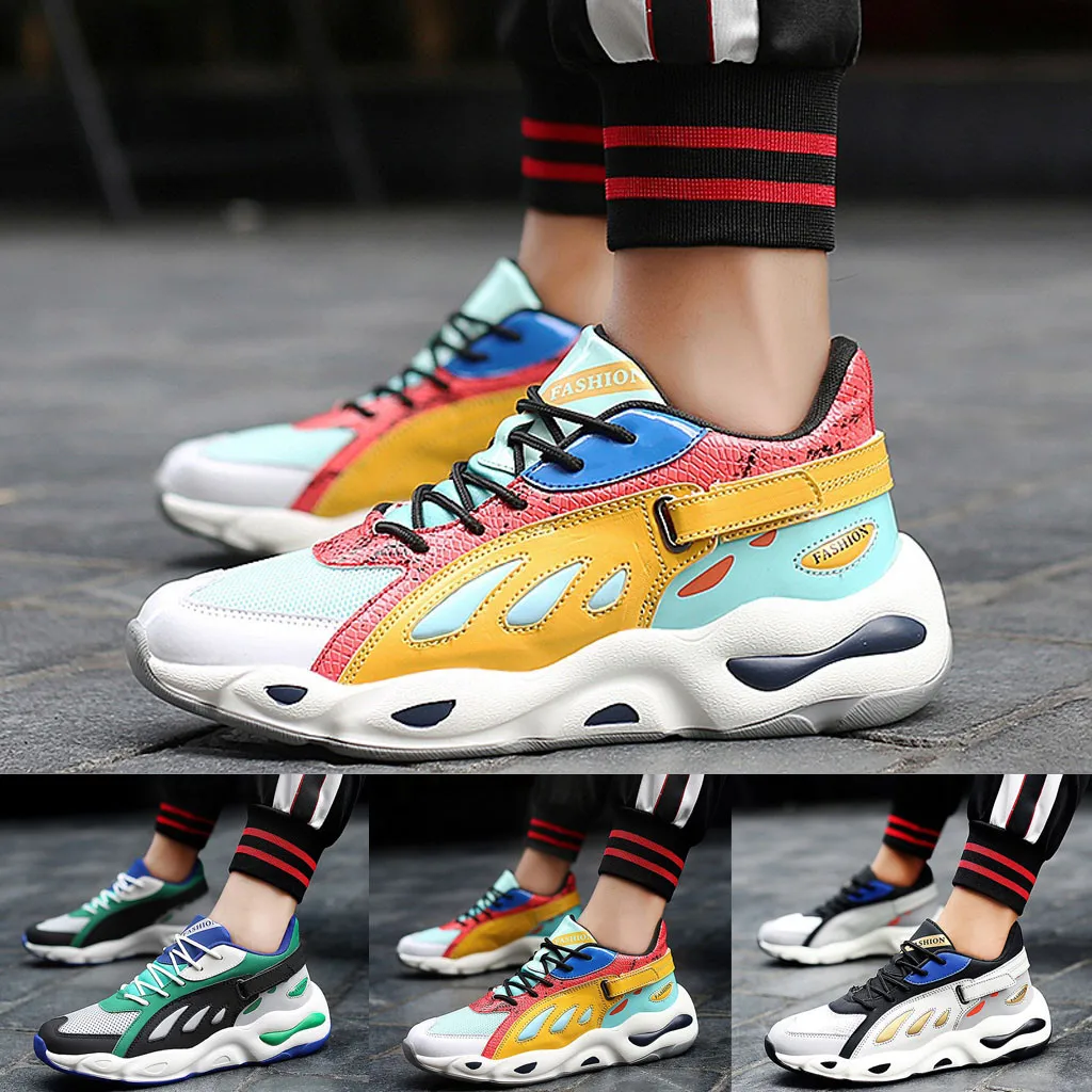 Mixed Colors Men's Outdoor Increased Within platform sneakers Breathable Shock Absorption Non-Slip Lightweight Running Shoes