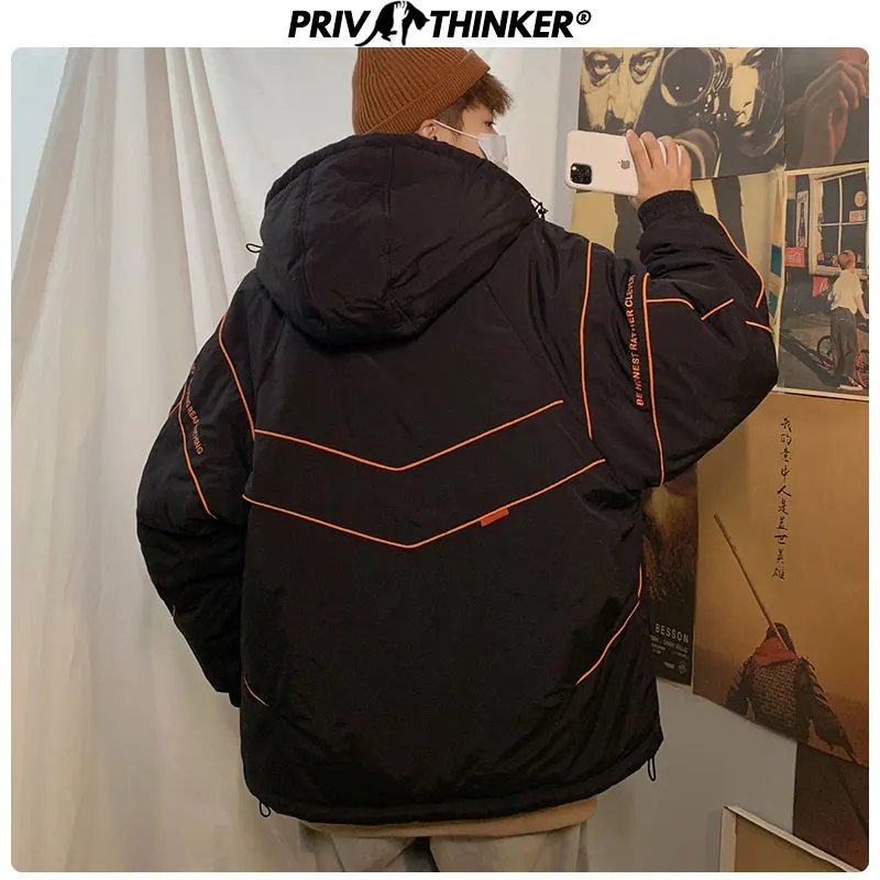 Privathinker, мужские утепленные зимние куртки с большими карманами, пальто, мужские, свободные куртки Harajuku, Мужская однотонная верхняя одежда, парки с капюшоном