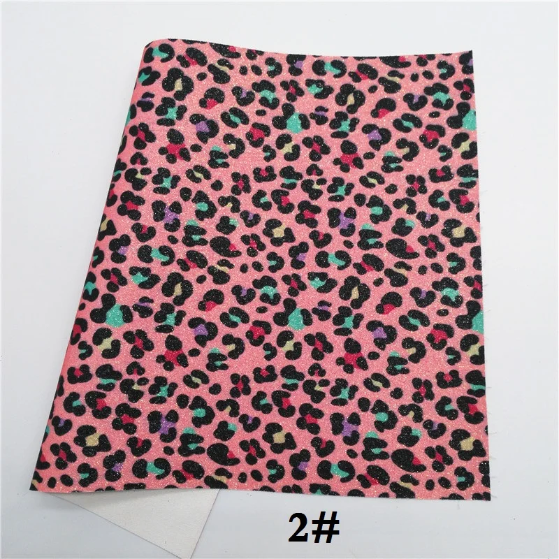 Glitterwishcome 21X29 см A4 Размер леопардовый блеск с принтом ткань, Радуга Блеск кожаные листы, блеск винил для бантов, GM479A - Цвет: 2