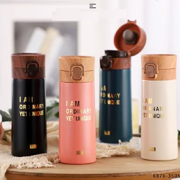 

Stainless Steel Vacuum Flask Bouncing Cover Bottle Travel Coffee Thermos Mug Car Mug Household Portable Office Water Bottle