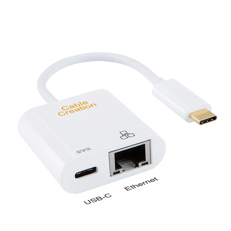 USB C к Ethernet, Тип C(Thunderbolt 3 совместимый) к RJ45 Gigabit 10/100/1000 LAN сети+ USB-C адаптер для зарядки