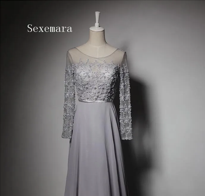 vestido de noiva длинные сексуальные платья для матери невесты с открытой спиной и бисером с длинным рукавом