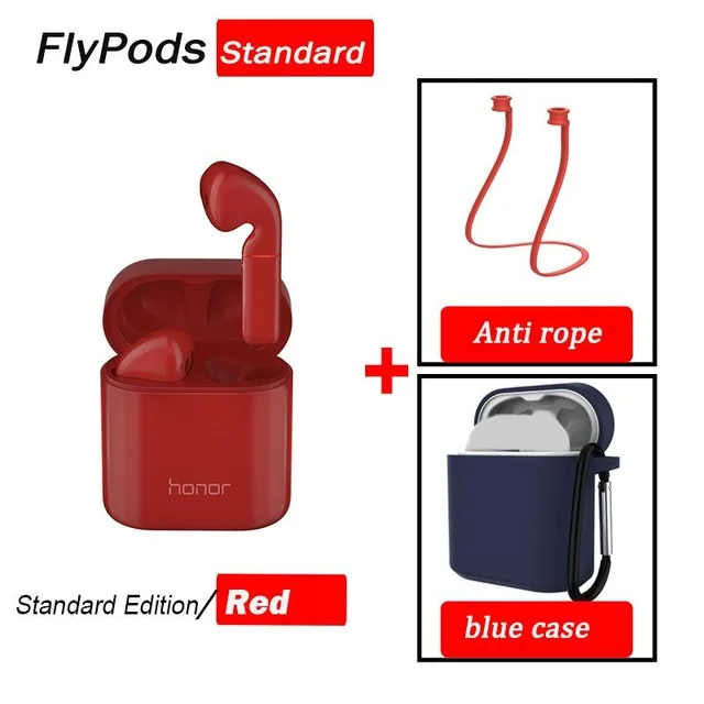 Red n Blue Case Huawei Honor Flypods/Flypods Pro Беспроводные Наушники Hi-Fi TWS Bluetooth наушники водонепроницаемые IP54 управление беспроводным зарядным устройством - Цвет: Red n Blue Case