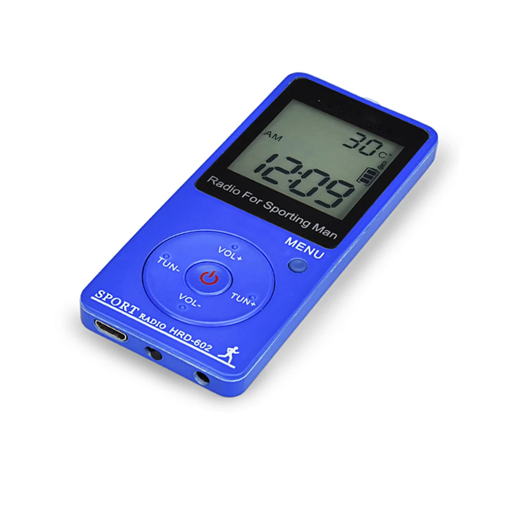Blue JINSERTA портативный FM/AM радио мини радиоприемник с 1,5" ЖК-дисплеем FM76-108MHZ, 9 кГц/10 кГц приемник со стереонаушником - Цвет: Blue
