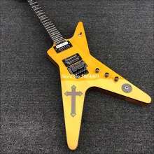 Электрогитара специальной формы, желтая краска, гриф из розового дерева, двухволновая электрогитара, в том числе грузовая