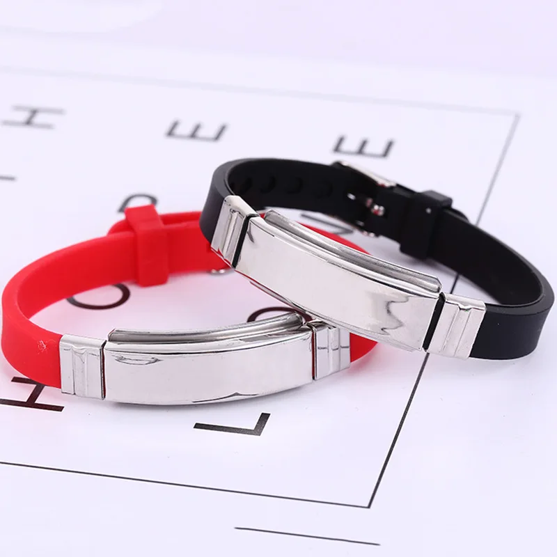Silicone Id Bracelets For Women Men Jewelry Custom name Punk Trendy Glossy