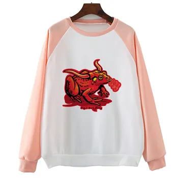 

Figure Horned Bull Frog Vintage Girls Sweatshirts Girls Hoodies Letter Print Harajuku Hoody Casual Streetwear