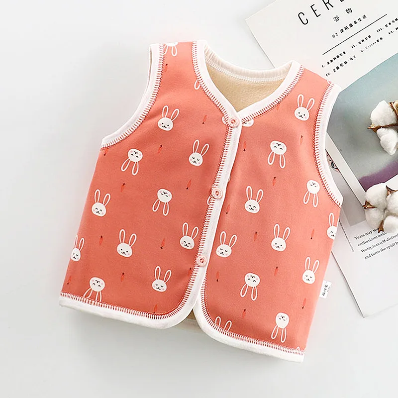 Orange vest rabbit Детский жилет из хлопка с принтом героев мультфильмов; плотные жилеты для мальчиков и девочек; Верхняя одежда для младенцев; детская зимняя одежда для маленьких мальчиков и девочек - Цвет: Orange vest rabbit
