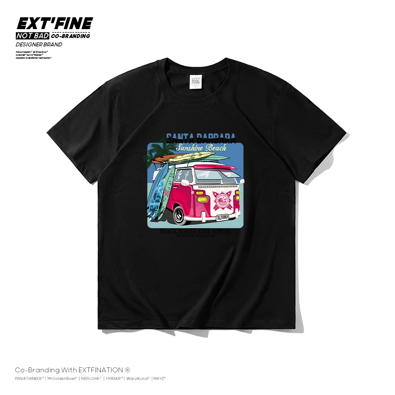 Футболка ExtFine мужская с принтом машины модная Милая пляжная рубашка солнечным