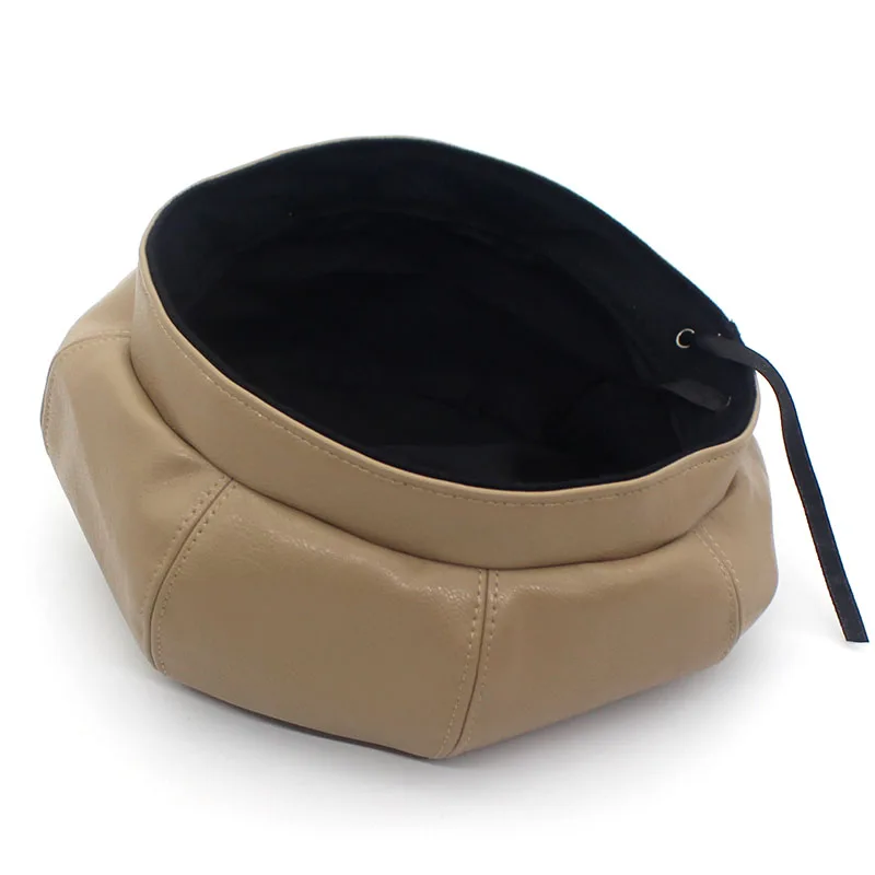 Ditpossible Винтаж pu берет женские шапки Твердые gorras touca береты
