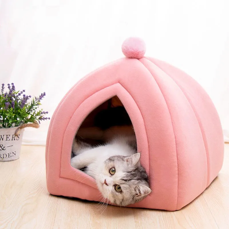 Winter Warm Cat Bed Removable and Washable Dog Nest Non-slip Bottom Cat House for Sleeping Waterproof Pets Sleep Bags Supplies