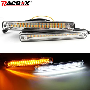 

2Pcs Cars LED DRL Daytime Running Light Waterproof COB Stream lamp White Day Light and Yellow Color Turning Signal Fog Light 12v