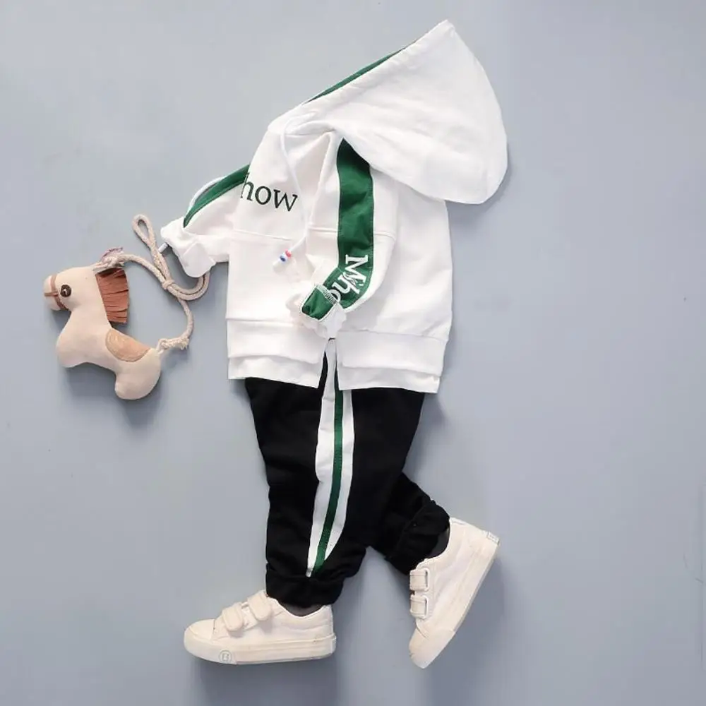 white Детская одежда из Южной Кореи; штаны; комплекты из 2 предметов; комплект одежды для маленьких мальчиков; толстовка с капюшоном; Детский Повседневный Спортивный костюм - Цвет: white