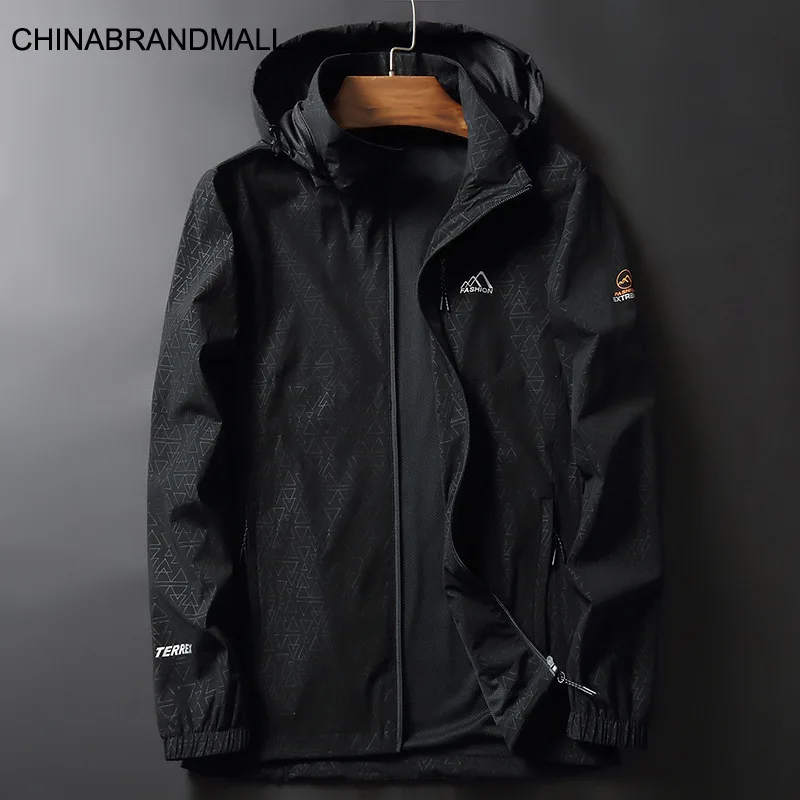 

Men Medium Length Money Windbreaker Fat Man Plus Fat Plus Size Loose Leisure Coat Fat Extra Large Jacket Thin
