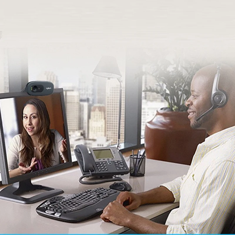 Logitech C270 720P HD веб-камера со встроенным микрофоном USB 2,0 Компьютерная веб-Камера для портативного компьютера