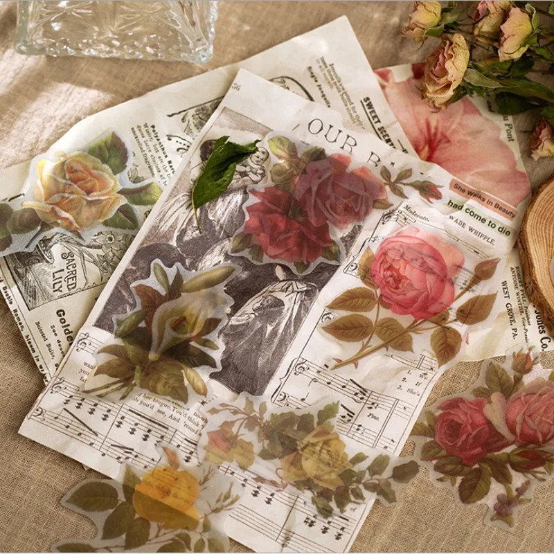 

10pack wholesale Flower Plant Handbook Scrapbooking Label Stickers Retro Sticker Stationery 175*100mm