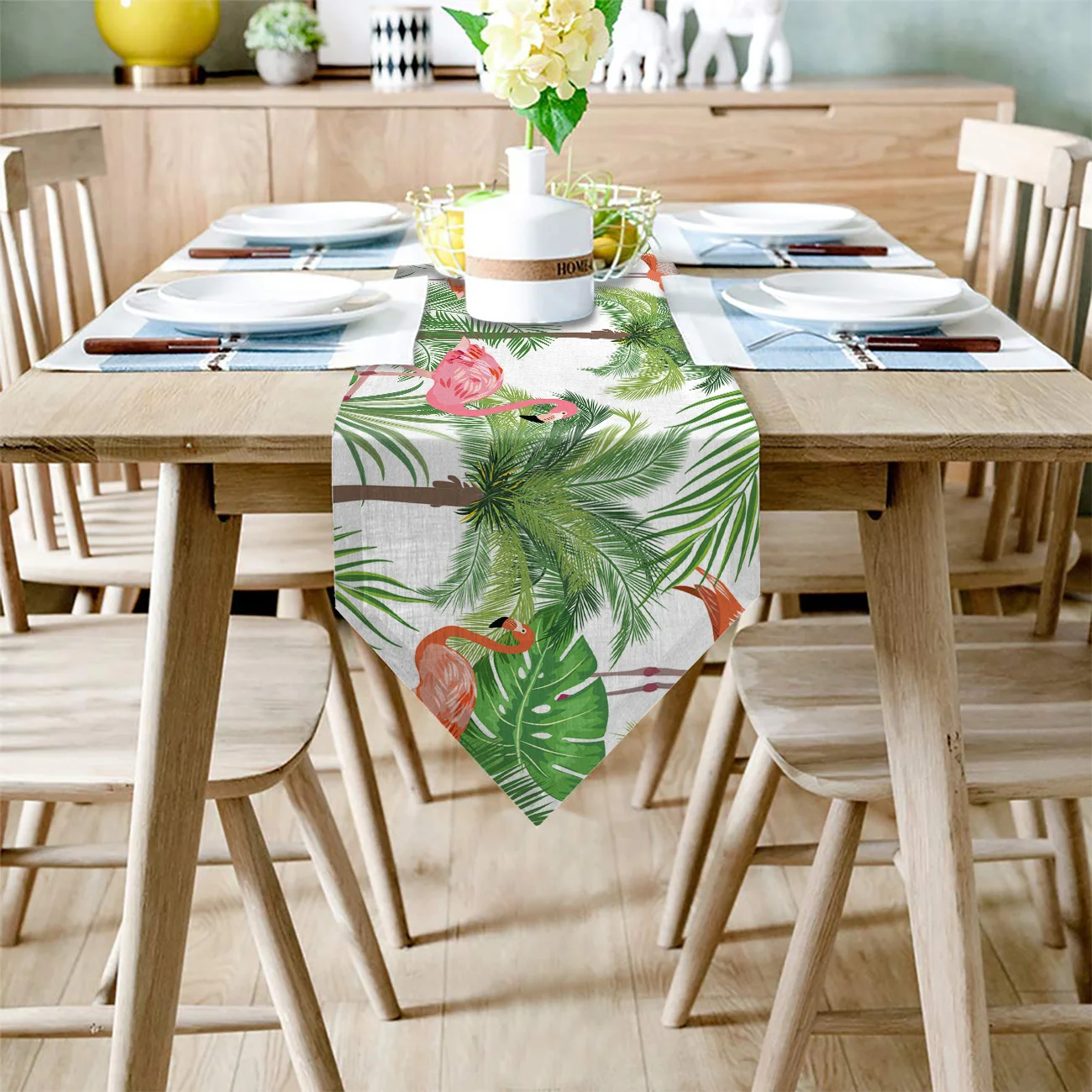 ALAZA Watercolor Tropical Floral Flamingo Table Runner for Party Wedding Kitchen Dining Living Room Restaurant Table Linen Decor ALAZA Watercolor Tropical Floral Flamingo Table Runner for Party Wedding Kitchen Dining Living Room Restaurant Table Linen Decor