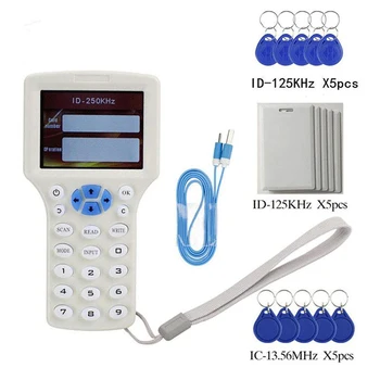 

RFID NFC Card Copier Reader Writer Duplicator 10 Frequency Programmer set kit for IC Cards All 125KHz Cards tools accessories