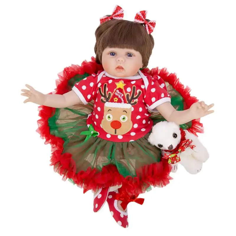 KEIUMI 55cm Silicone Soft Handmade Reborn Baby Doll Princess Newborn Lifelike Toy Baby Dolls Children Birthday Christmas Gifts