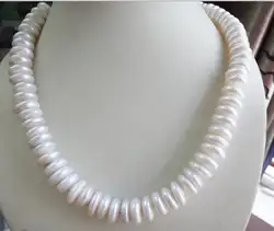Великолепное 12-13 мм Южное море барокко белое жемчужное ожерелье 18inch925silver