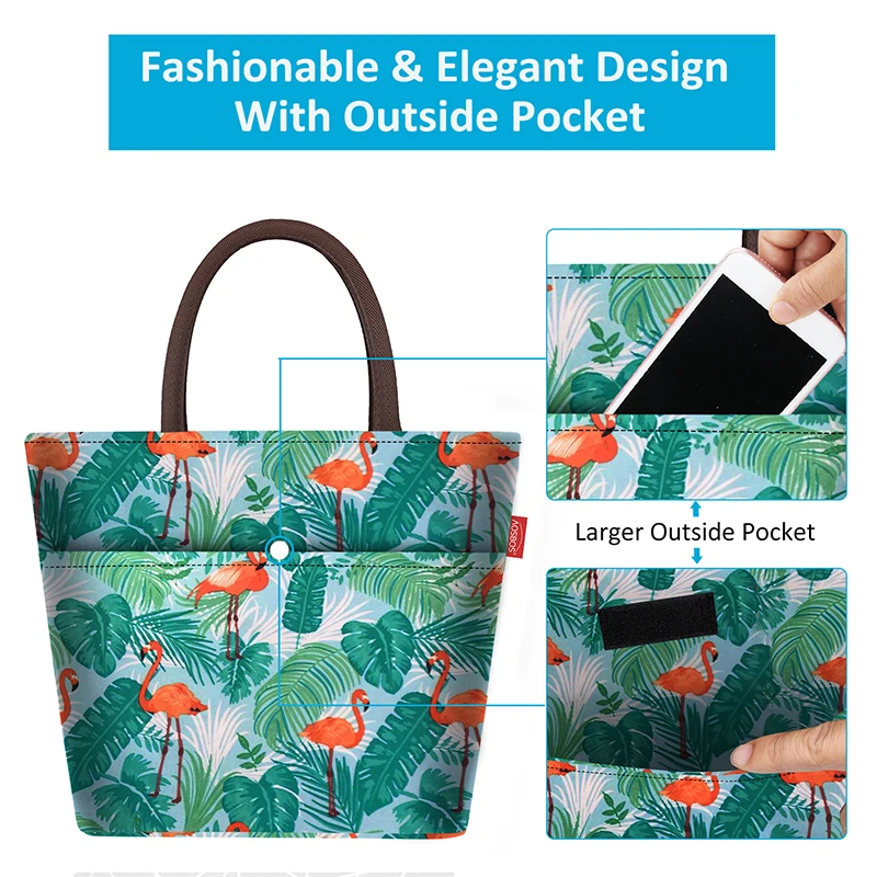 Aosbos Fashion Portable Insulated Canvas Lunch Bag Thermal Food Picnic Lunch Bags for Women kids Men Print Cooler Box Bag