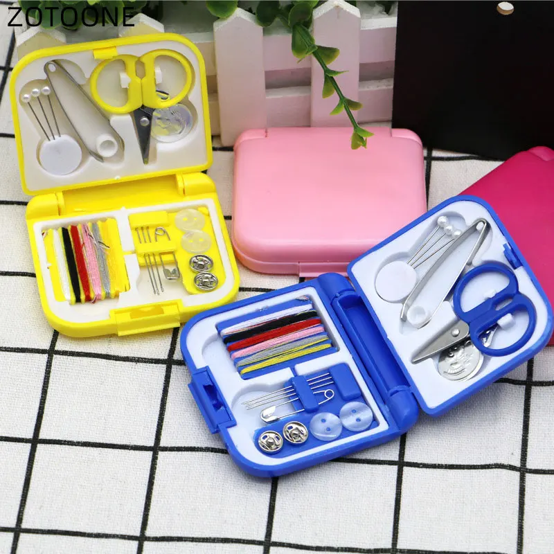 

ZOTONNE Portable Travel Sewing Set Kits Storage Box Needle Threads Scissor Thimble Buttons Pins Diy Home Sewing Accessories G