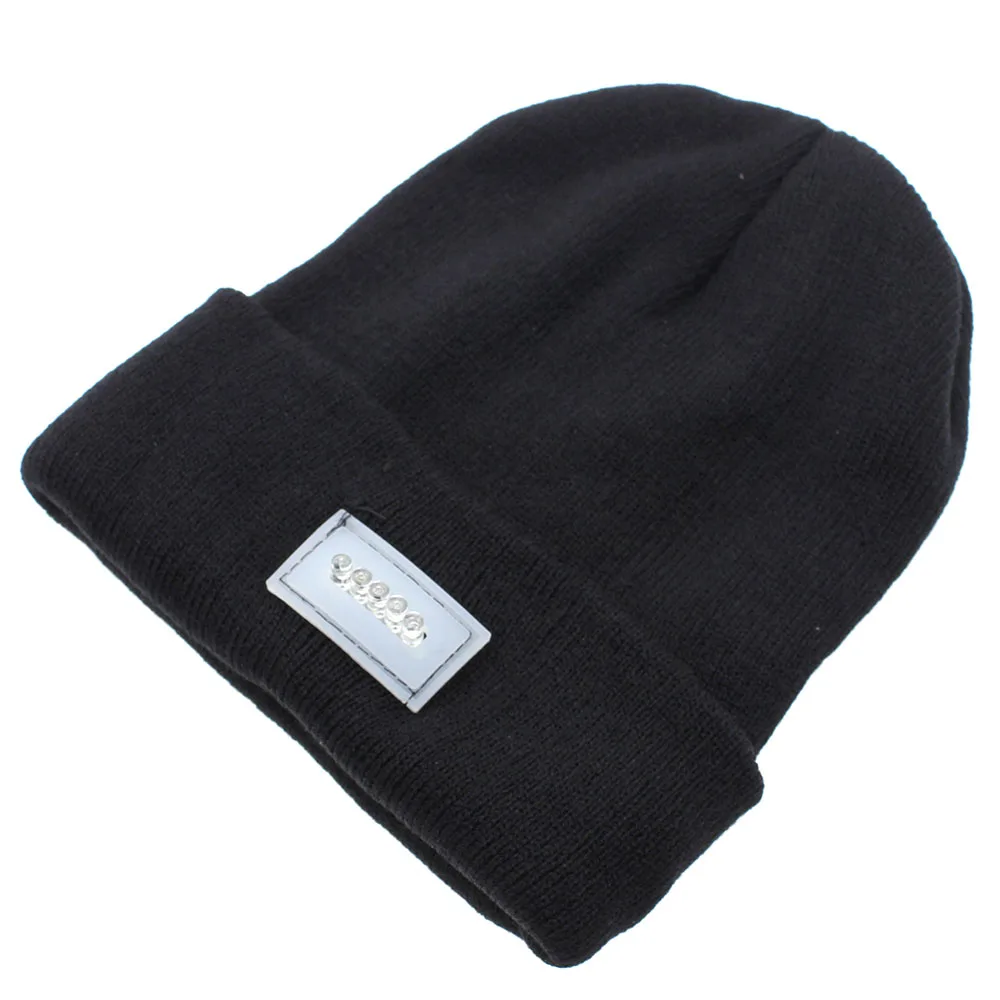 Светящаяся шапочка 5 светодиодный вязаная для кемпинга мужское мягкое
