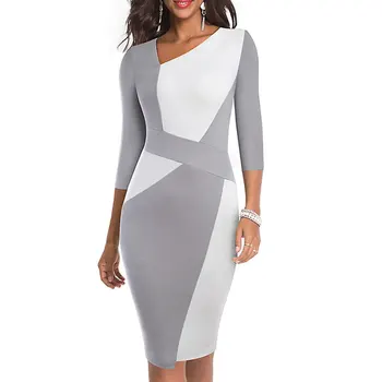 

Spring Summer Vintage Women Dress Patchwork Asymmetrical Collar Dresses Elegant Casual Work Office Sheath Slim Dresses vestidos