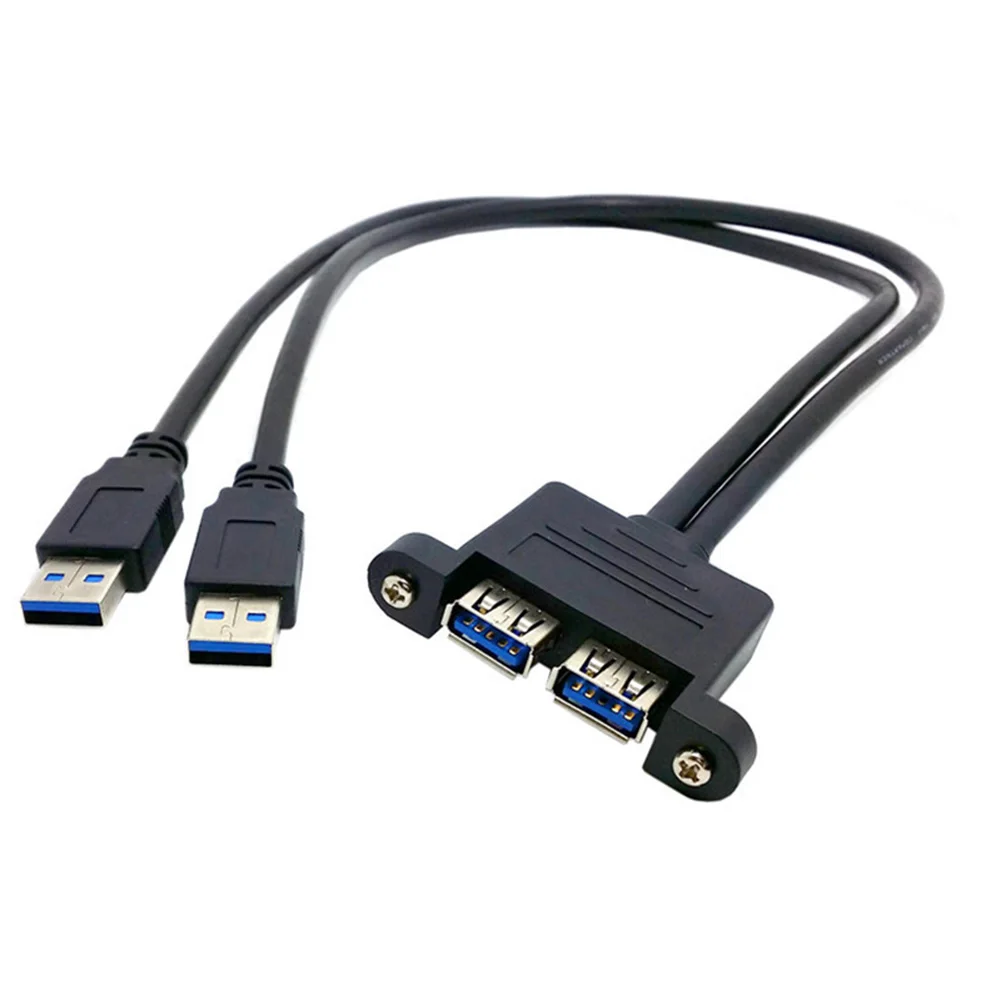 Двойной USB 3,0 папа к женскому удлинительному кабелю с отверстием для крепления винта для домашнего офиса LHB99