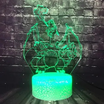 

Salamence Night Light Pokemon Charizard 3D Visual Lamp LED RGB Bulb Crack 7 Color Change Base Luminaria Holiday Xmas Kids Toy